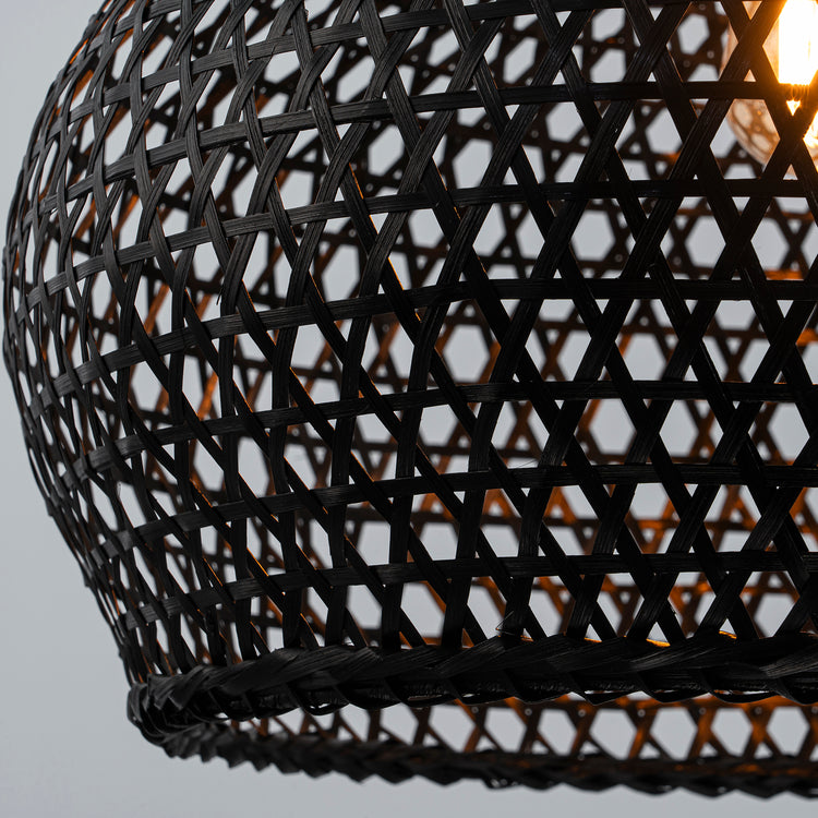 Vienna Plug-In Adjustable Swing Arm Wall Lamp in Matte Black Extendable Arm Rattan Shade