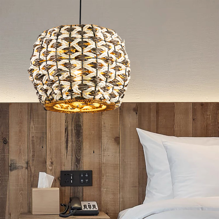 Globe Wicker Rattan Pendant Light