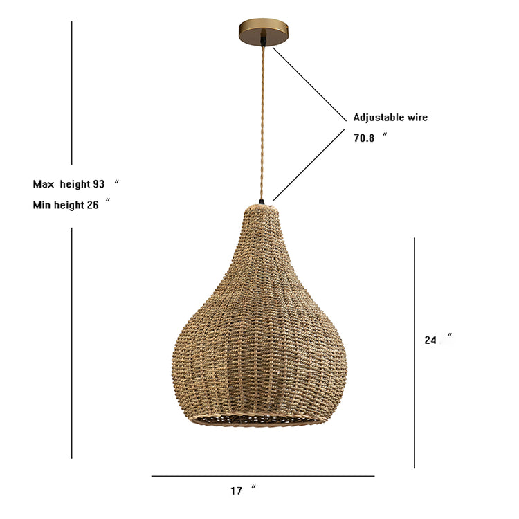 Annika Light Teardrop Wicker Rattan Pendant Light