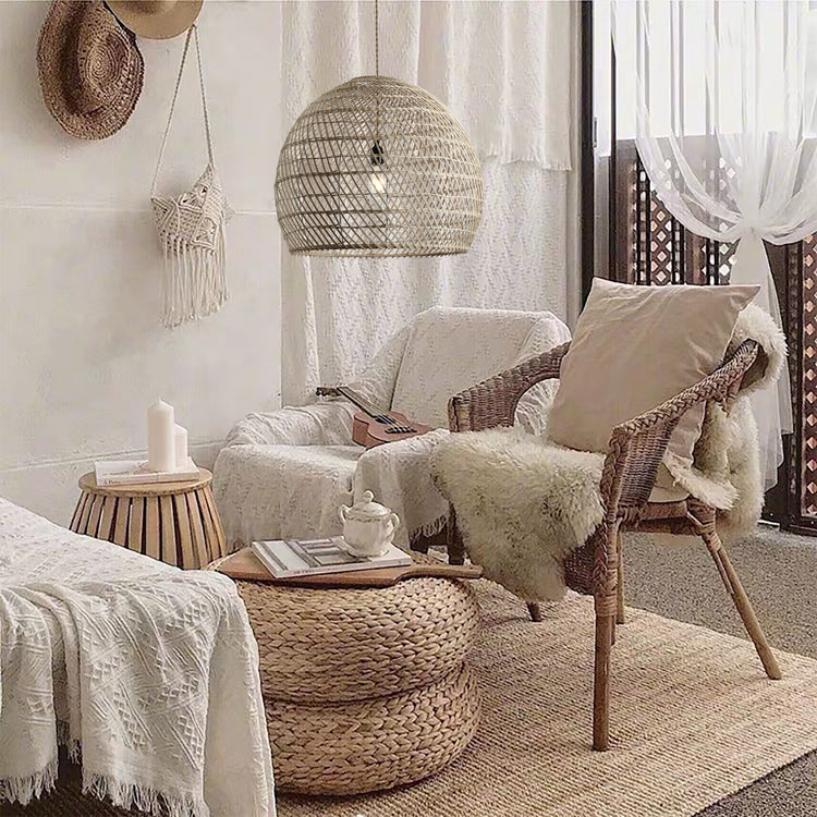 Ele Large Wicker Rattan Pendant Light Natural Color