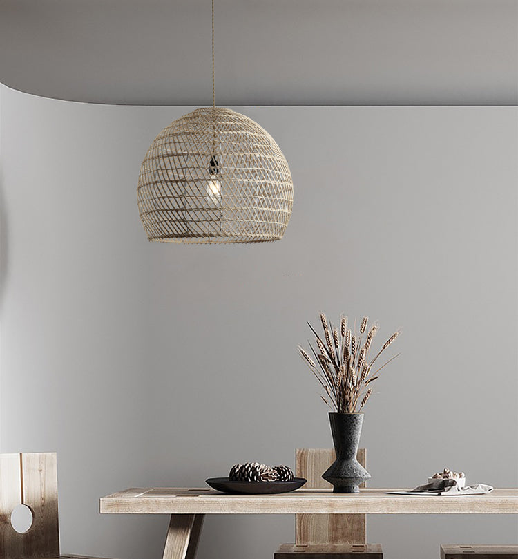 Ele Large Wicker Rattan Pendant Light Natural Color