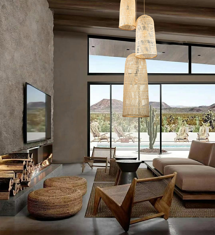 Three Lights Rattan Pendant Light