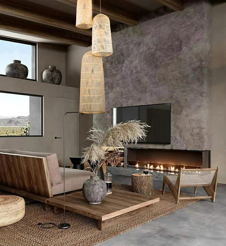 Three Lights Rattan Pendant Light