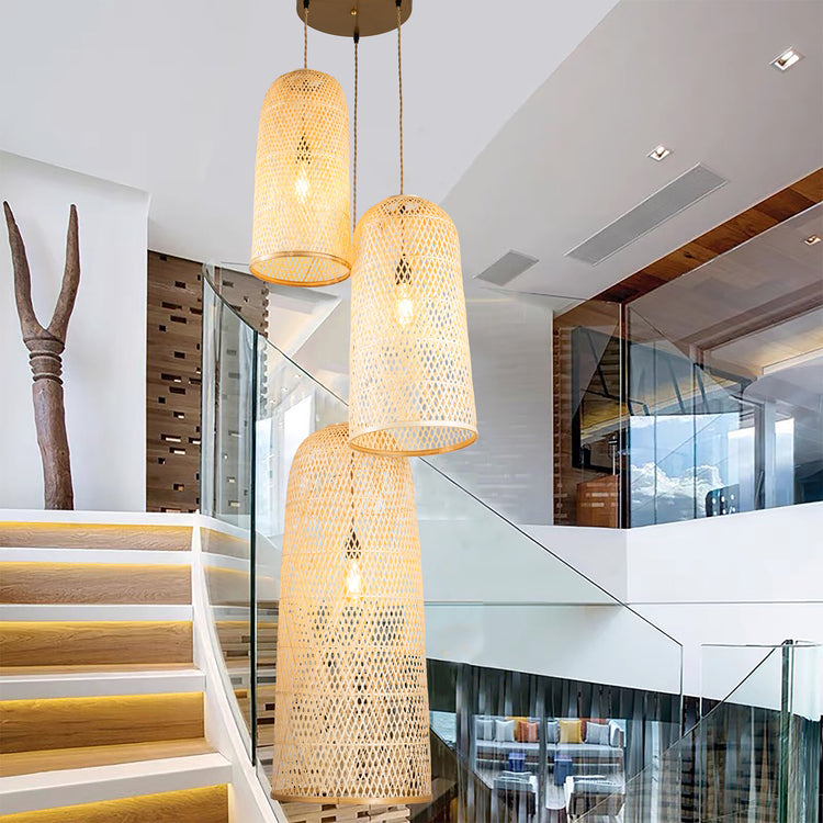 Three Lights Rattan Pendant Light