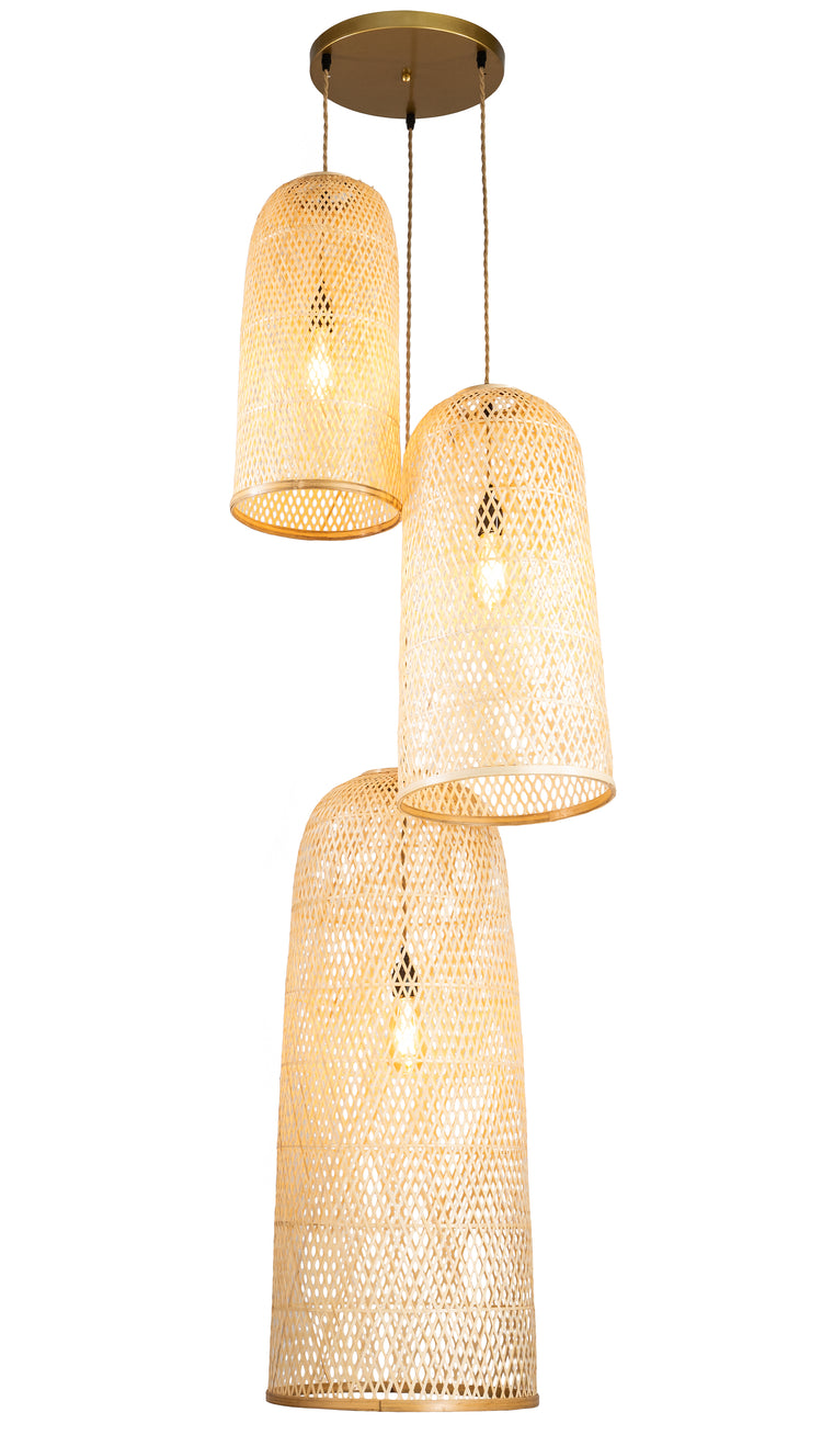 Three Lights Rattan Pendant Light
