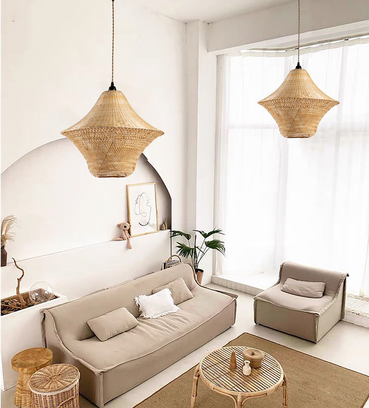 Geometric Rattan Pendant Light