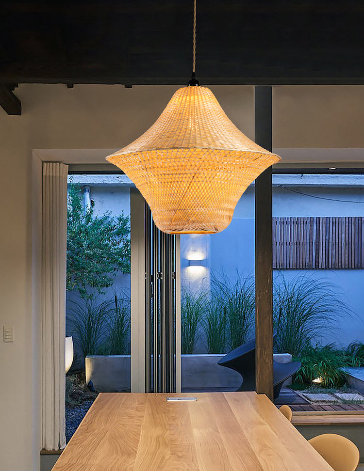 Geometric Rattan Pendant Light