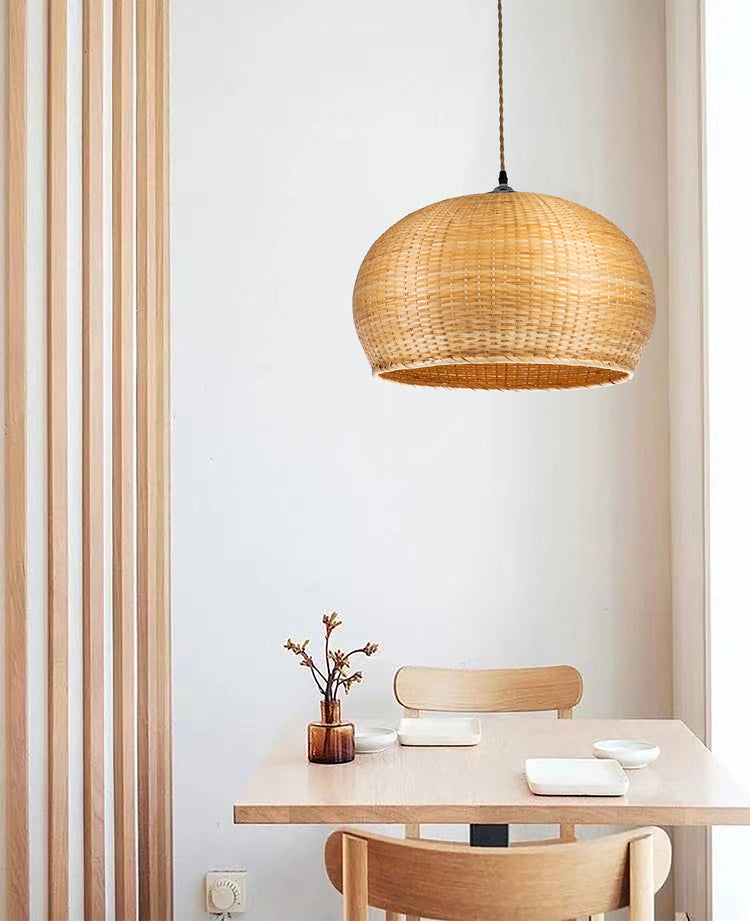 Rattan Dome Shape Pendant Light