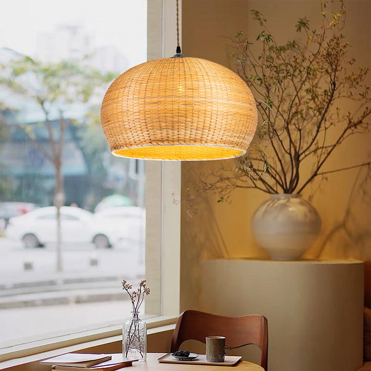 Rattan Dome Shape Pendant Light