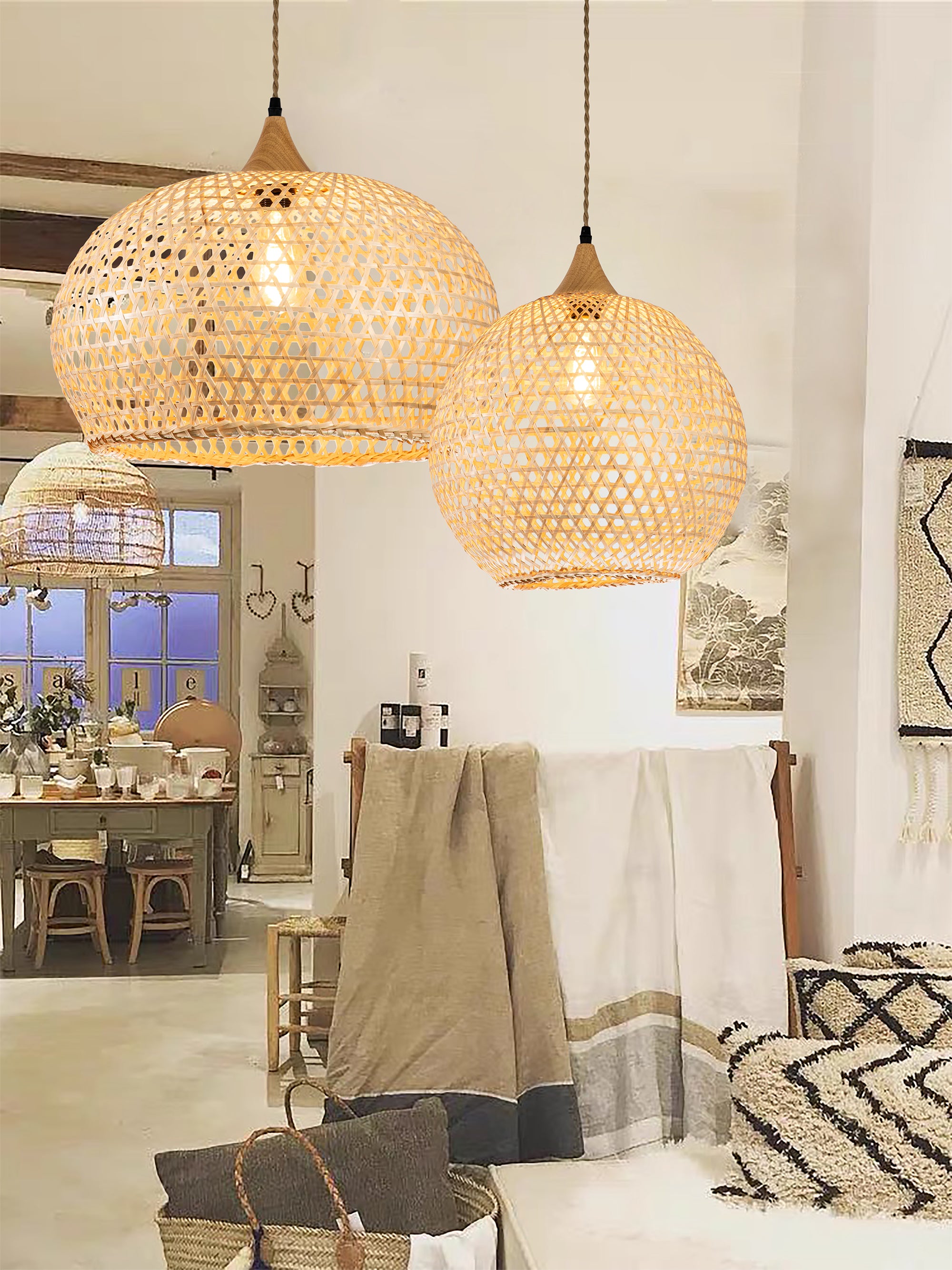 Multi light rattan outlet chandelier