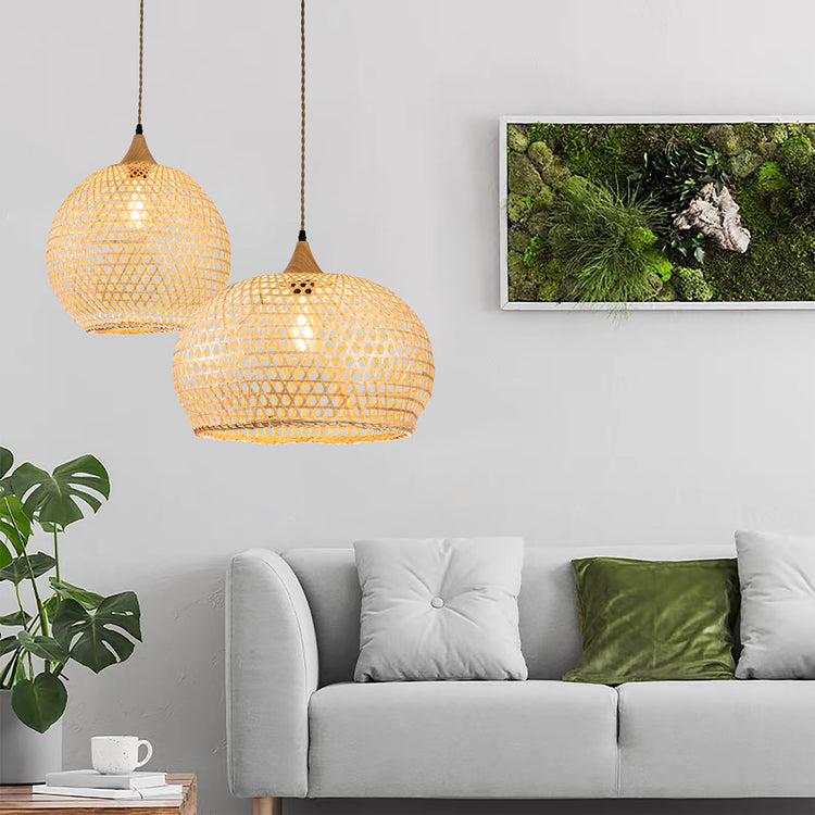 Wicker Rattan Dome Pendant Light