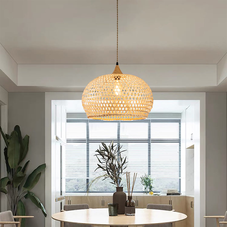 Wicker Rattan Dome Pendant Light