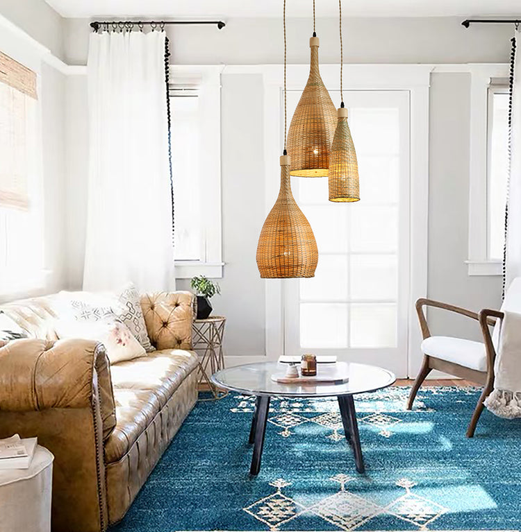 Ele Three Lights Rattan Pendant