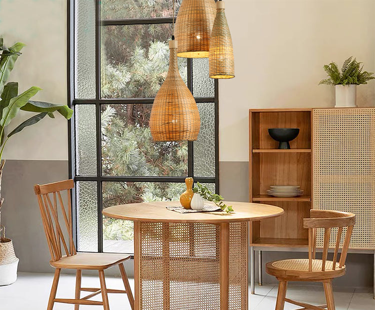 Ele Three Lights Rattan Pendant