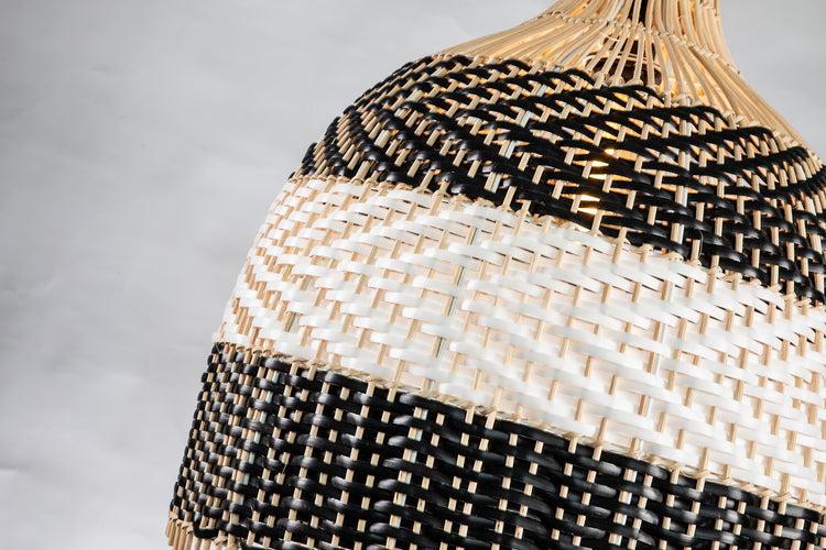 Rattan Black&White Pendant Light