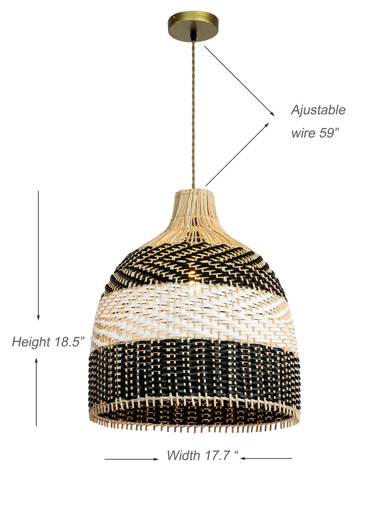 Rattan Black&White Pendant Light