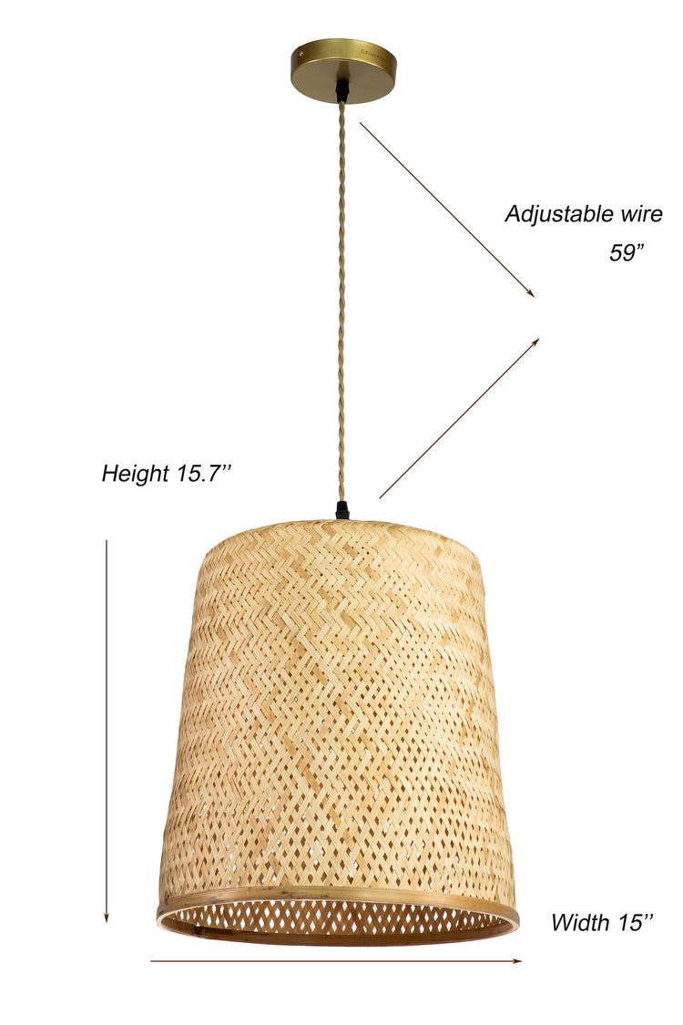 Rattan Cylinder Hanging Pendant Light