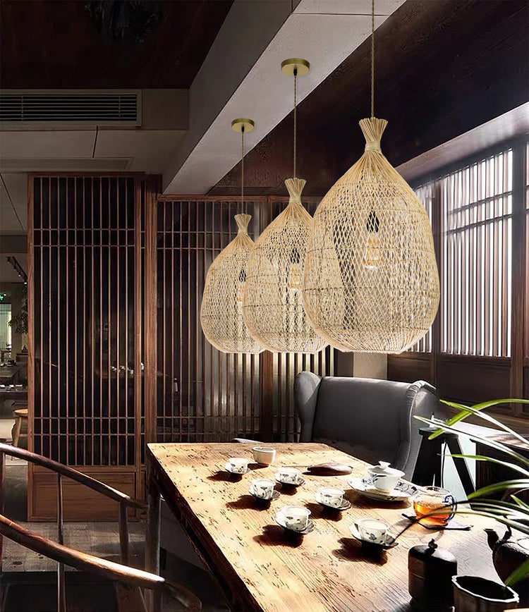 Handmade Rattan Teardrop Pendant Light