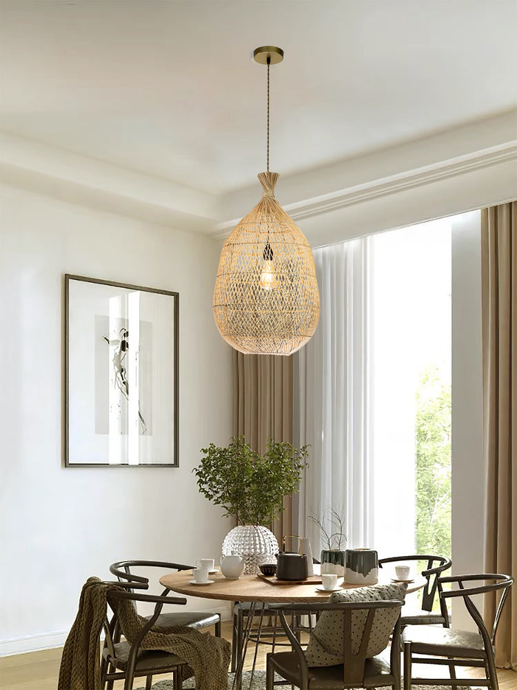 Handmade Rattan Teardrop Pendant Light