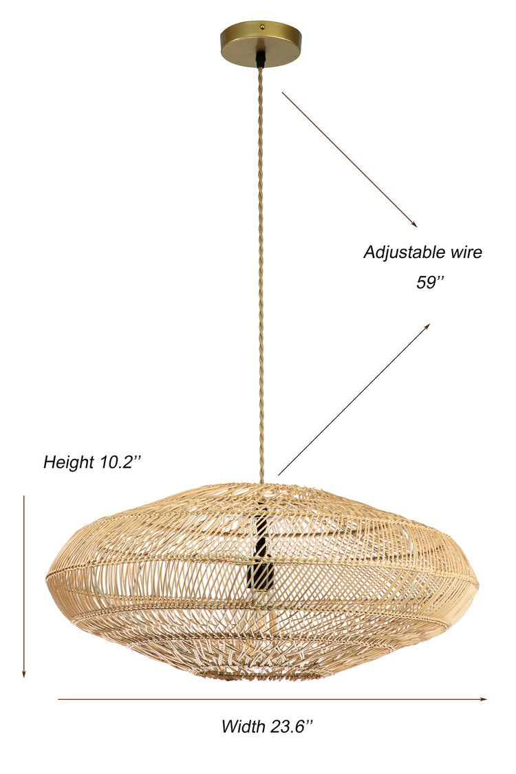 Handmade Rattan Pendant Light 23.6"x10.2"