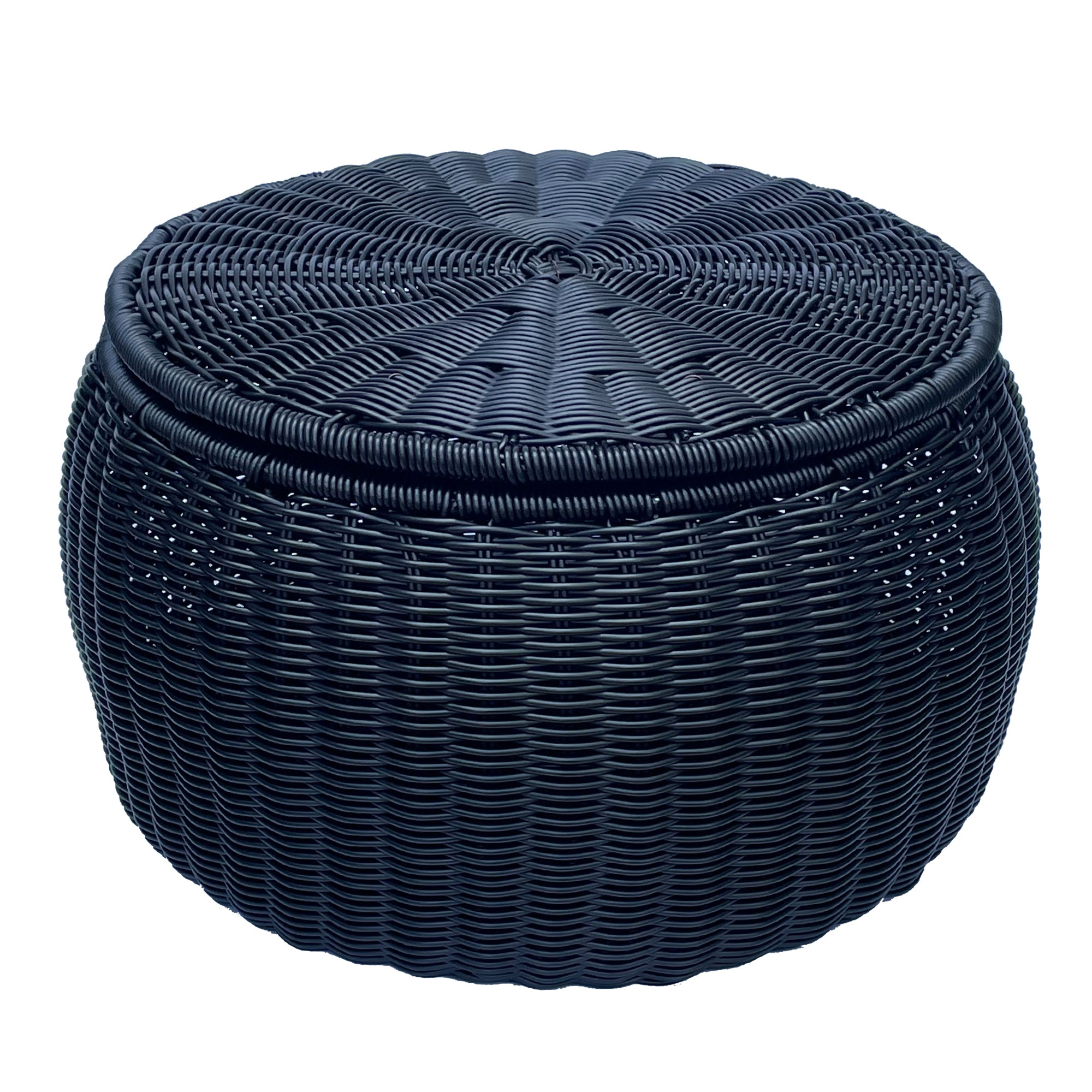 ELE LIGHT & DECOR Outdoor /Indoor Black Pouf Wicker Footstool Storage