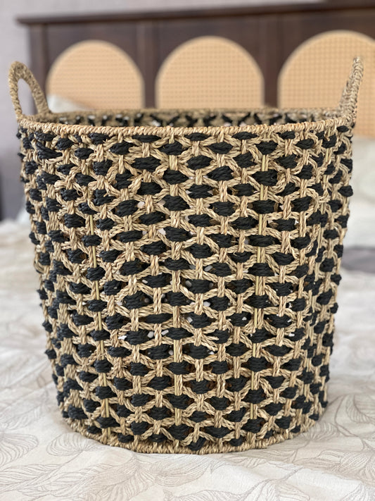 ELE LIGHT & DECOR Decorative Seagrass Storage Basket with Handles