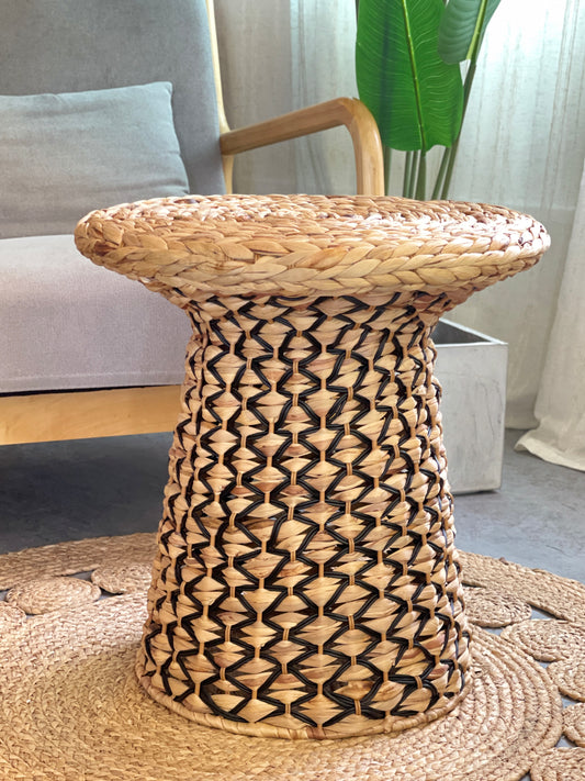 ELE LIGHT & DECOR Boho Handwoven Wicker Accent Table Living Room Side Table