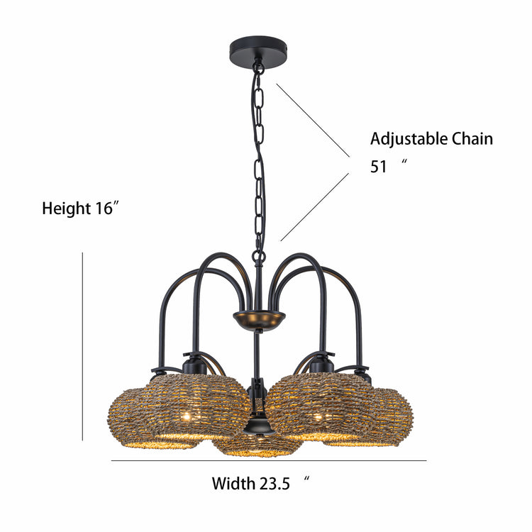 Vesper 5-Light Modern Farmhouse Rustic Chandelier