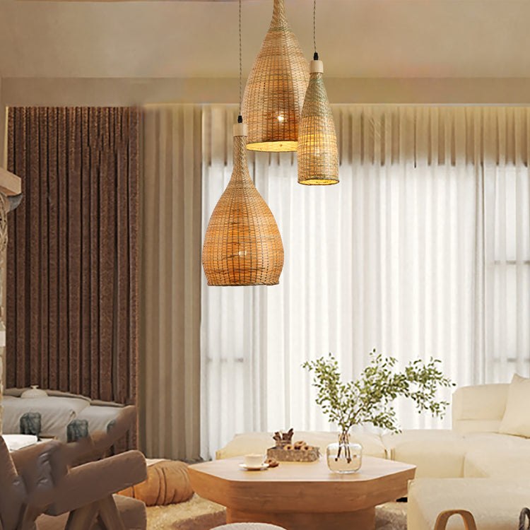 Ele Three Lights Rattan Pendant