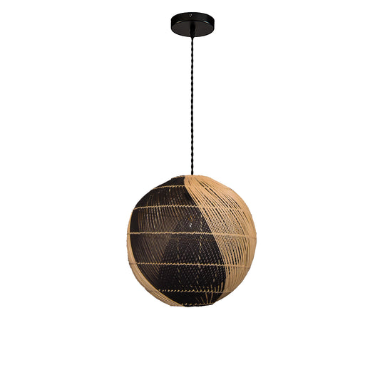 ELE LIGHT & DECOR Natural Two-tone Globe Basket Rattan Pendant Light