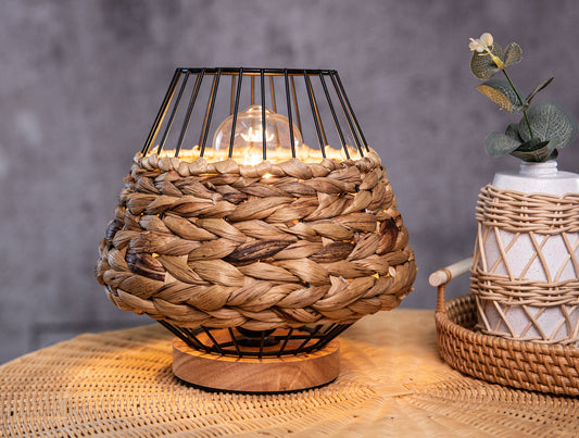 Handcrafted Natural Woven Mini Table lamp Boho Table Lantern