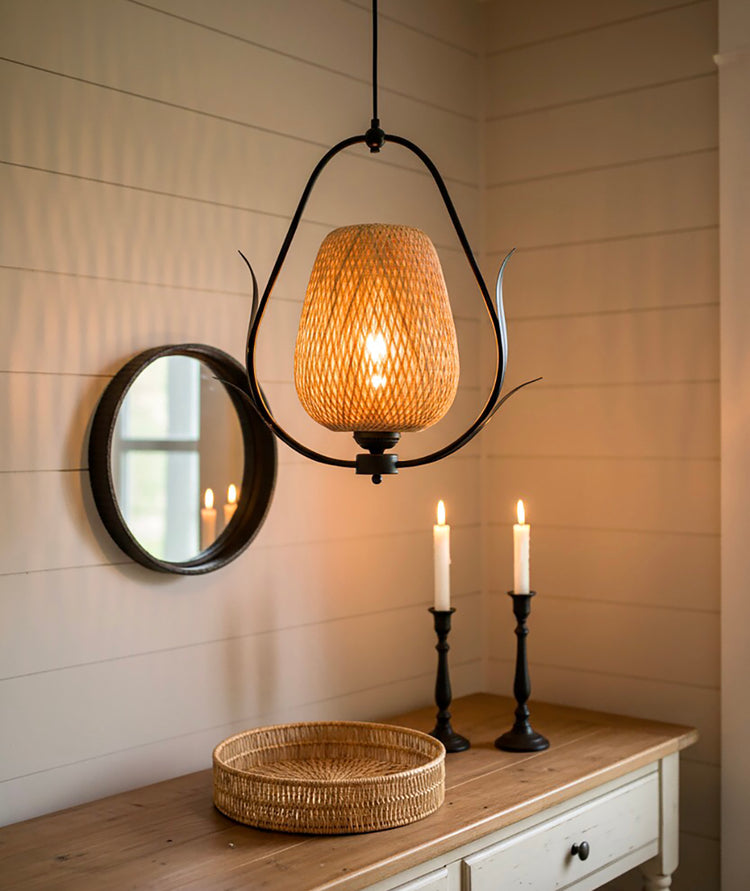 Lia 1-Light Rattan Pendant Light