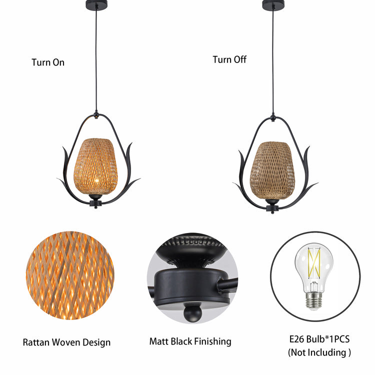 Lia 1-Light Rattan Pendant Light