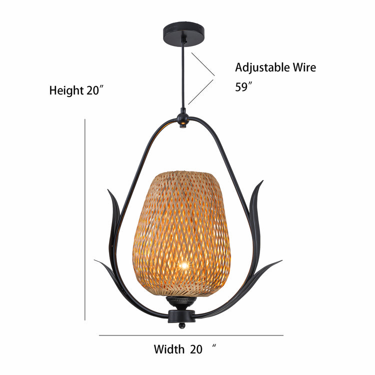 Lia 1-Light Rattan Pendant Light