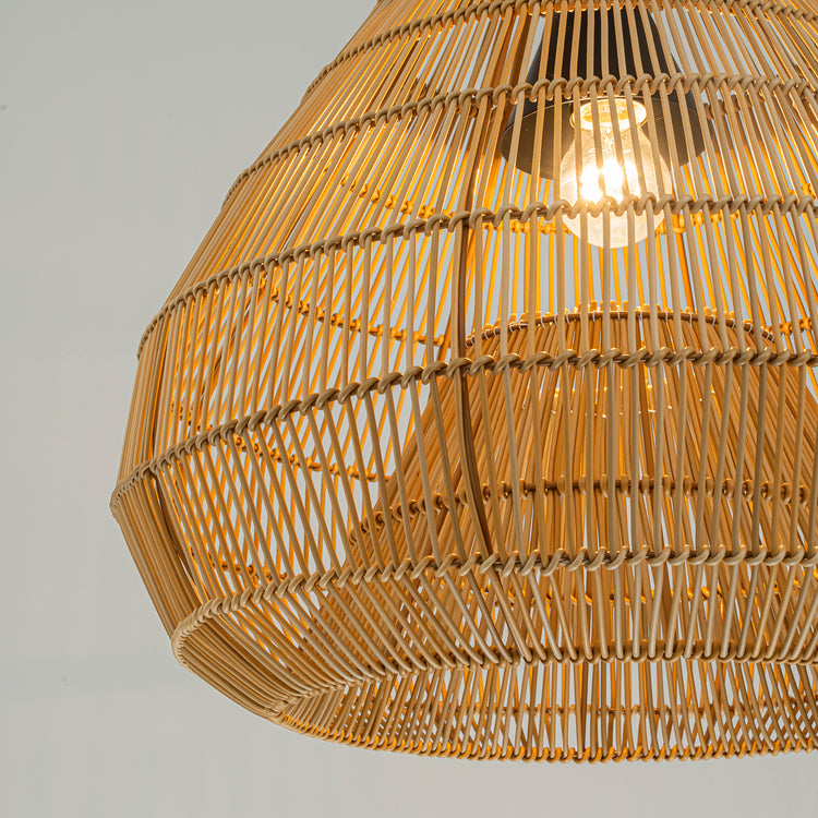Serina 1-Light Wicker Outdoor Pendant Light, Coastal Boho Style Dome - Handwoven