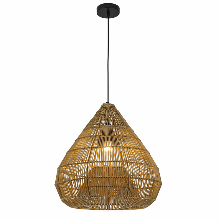 Serina 1-Light Wicker Outdoor Pendant Light, Coastal Boho Style Dome - Handwoven
