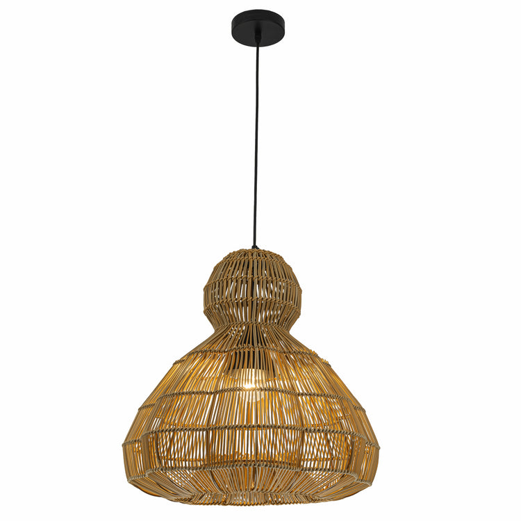Ciel 1-Light Wicker Outdoor Pendant Light, Coastal Boho Style Scalloped- Handwoven