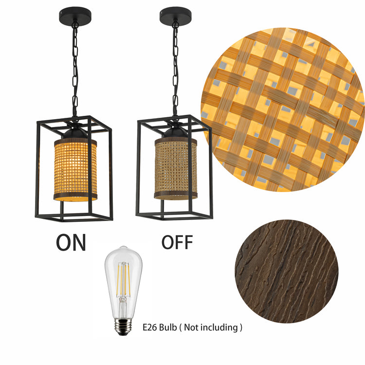 Nyla 1-Light Rattan Outdoor/Indoor Coastal Boho Lantern Pendant Light