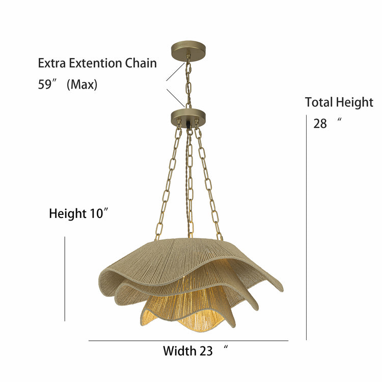 Alana 1-Light Rattan Tiered Pendant, Coastal Boho - Handwoven
