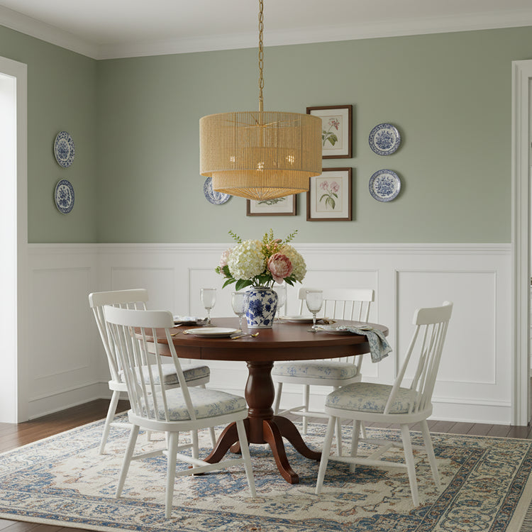 Armida 3-Light Rattan Rope Tiered Drum Pendant, Coastal Boho - Handwoven Beige