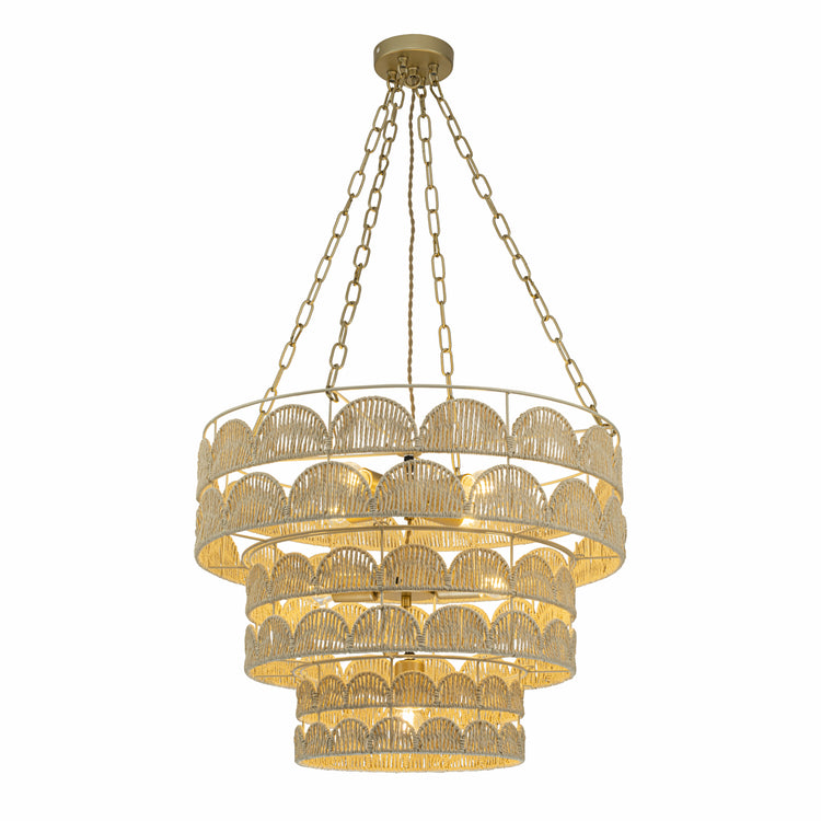 Auris 7-Light Rattan Tiered Chandelier, Coastal Boho - Handwoven