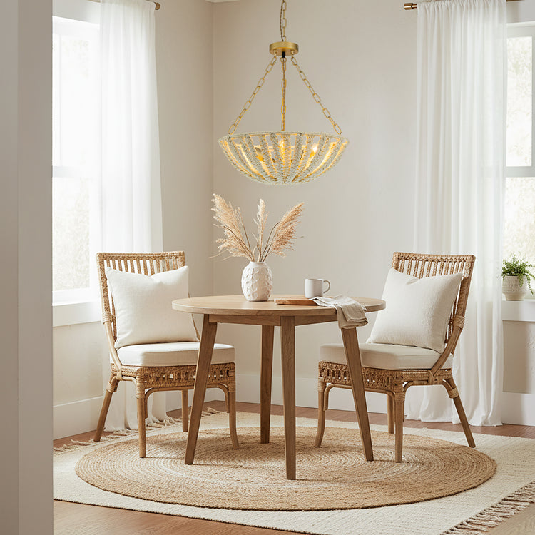 Sable 3-Light Rattan Chandelier, Coastal Boho - Handwoven