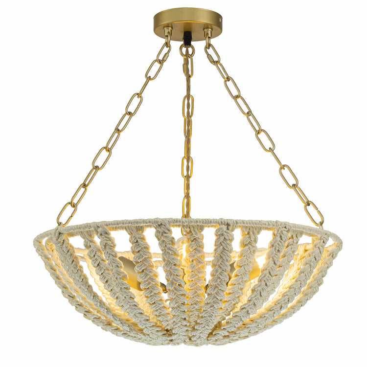 Sable 3-Light Rattan Chandelier, Coastal Boho - Handwoven