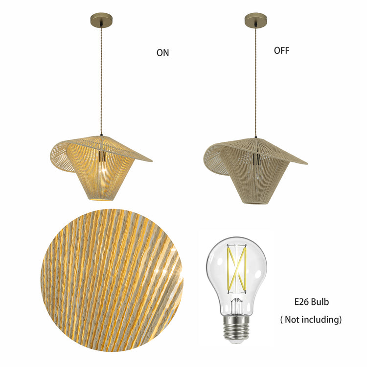 Elara 1-Light Rattan Hat Pendant, Coastal Boho - Handwoven