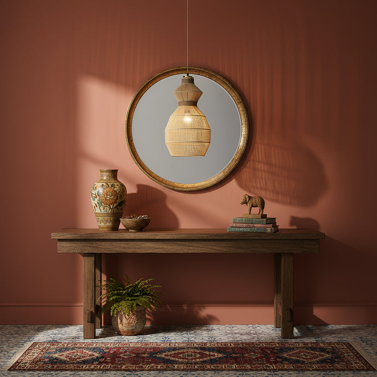 Opaline Rattan Geometric Pendant Light, Coastal Boho Handwoven Natural Shade