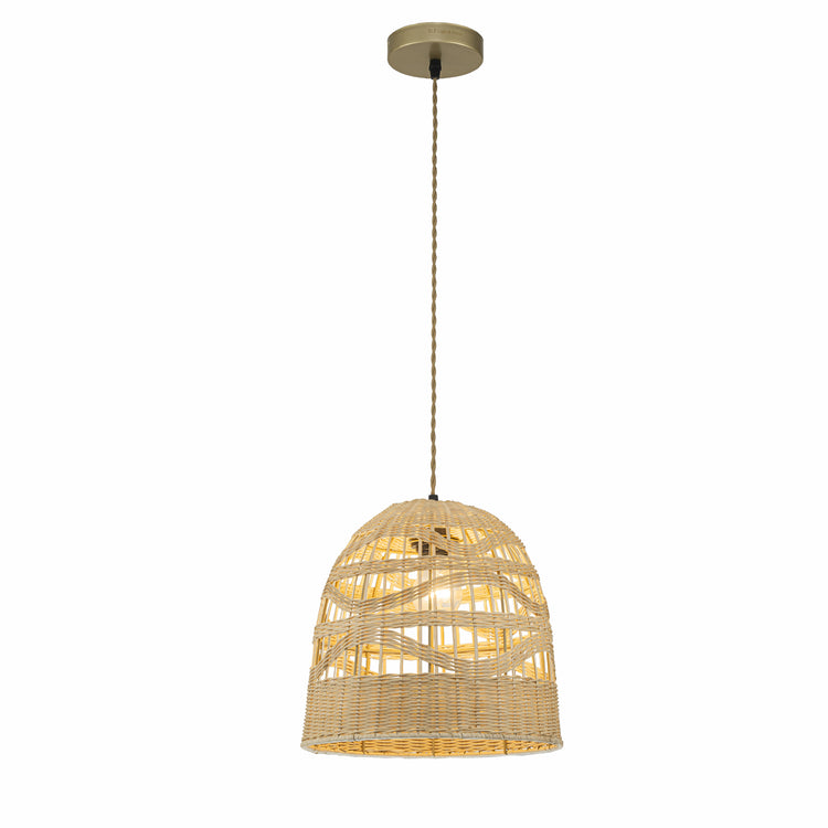 Nala 1-Light Rattan Bell Pendant, Coastal Boho - Handwoven