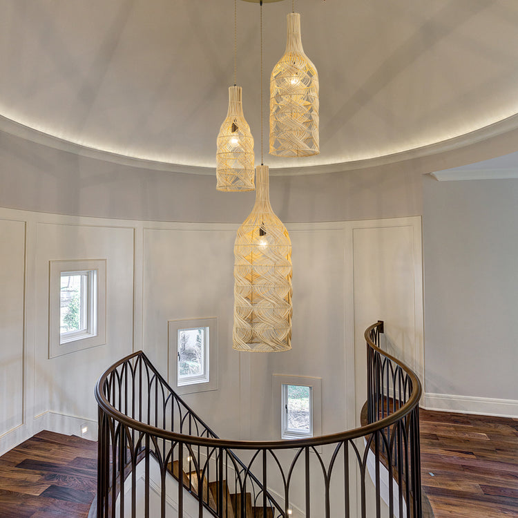 Silvio 3-Light Rattan Cluster Pendant Light, Coastal Boho - Handwoven