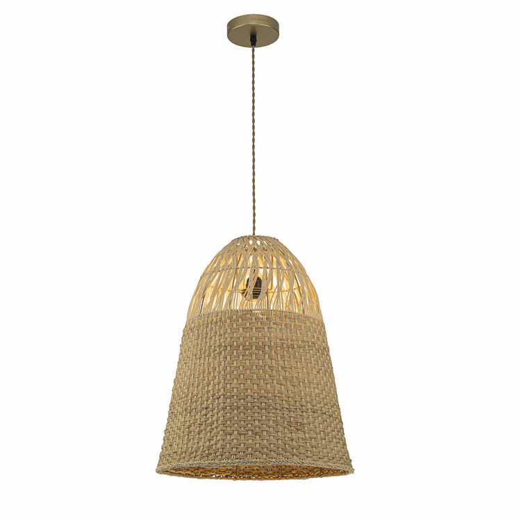 Willa 1-Light Rattan Bell Pendant, Coastal Boho - Handwoven