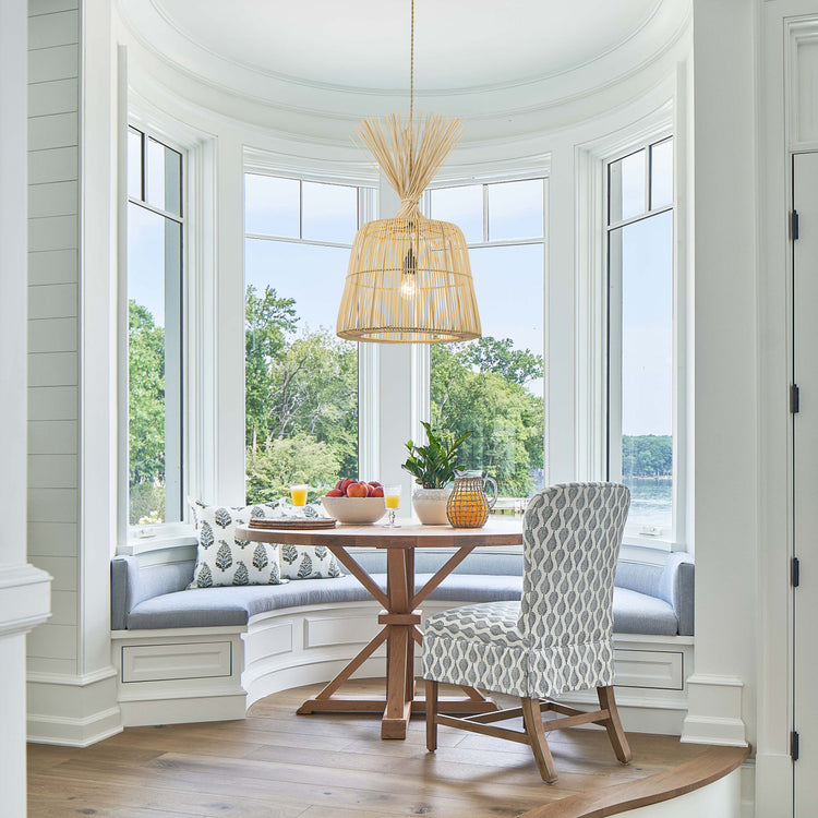 Fauna Large 28 in. Handwoven Rattan Pendant Light, Coastal Boho Statement Lighting