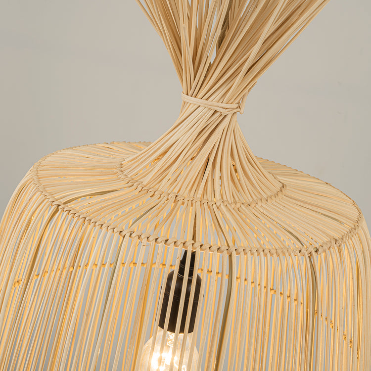 Fauna Large 28 in. Handwoven Rattan Pendant Light, Coastal Boho Statement Lighting